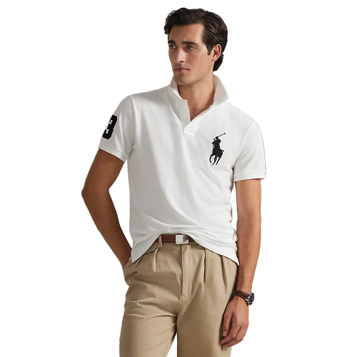 Polo Ralph Lauren - Custom Slim Fit Big Pony Mesh Polo Shirt - White