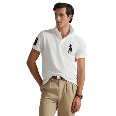 Polo Ralph Lauren - Custom Slim Fit Big Pony Mesh Polo Shirt - White