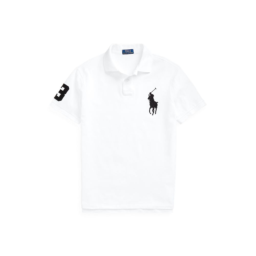 Polo Ralph Lauren - Custom Slim Fit Big Pony Mesh Polo Shirt - White