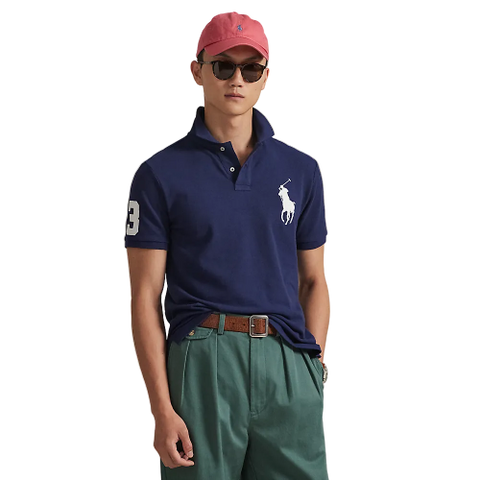 Polo Ralph Lauren - Custom Slim Fit Big Pony Mesh Polo Shirt - Navy