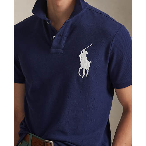 Polo Ralph Lauren - Custom Slim Fit Big Pony Mesh Polo Shirt - Navy