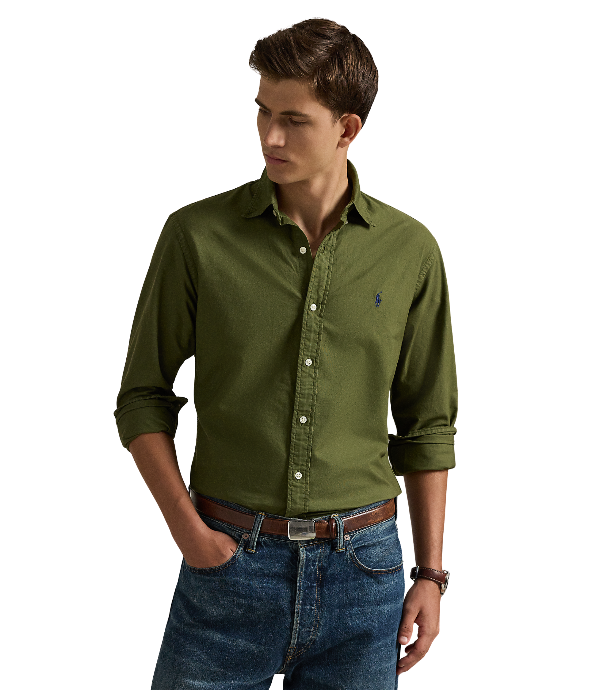 POL710805564071-Polo Ralph Lauren - Custom Fit Oxford Shirt - New Olive