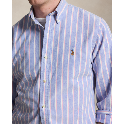 Polo Ralph Lauren - Custom Fit Striped Oxford Shirt - Blue and Pink