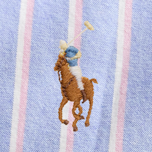 Polo Ralph Lauren - Custom Fit Striped Oxford Shirt - Blue and Pink