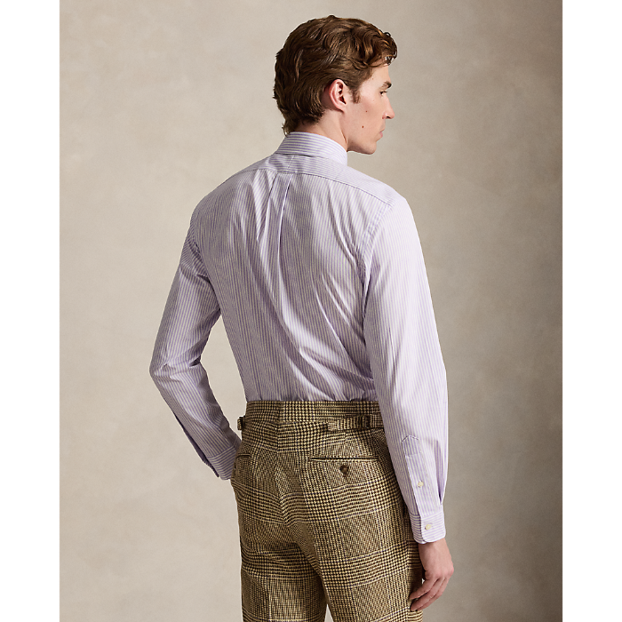 Polo Ralph Lauren - Custom Fit Striped Stretch Poplin Shirt - Purple White 