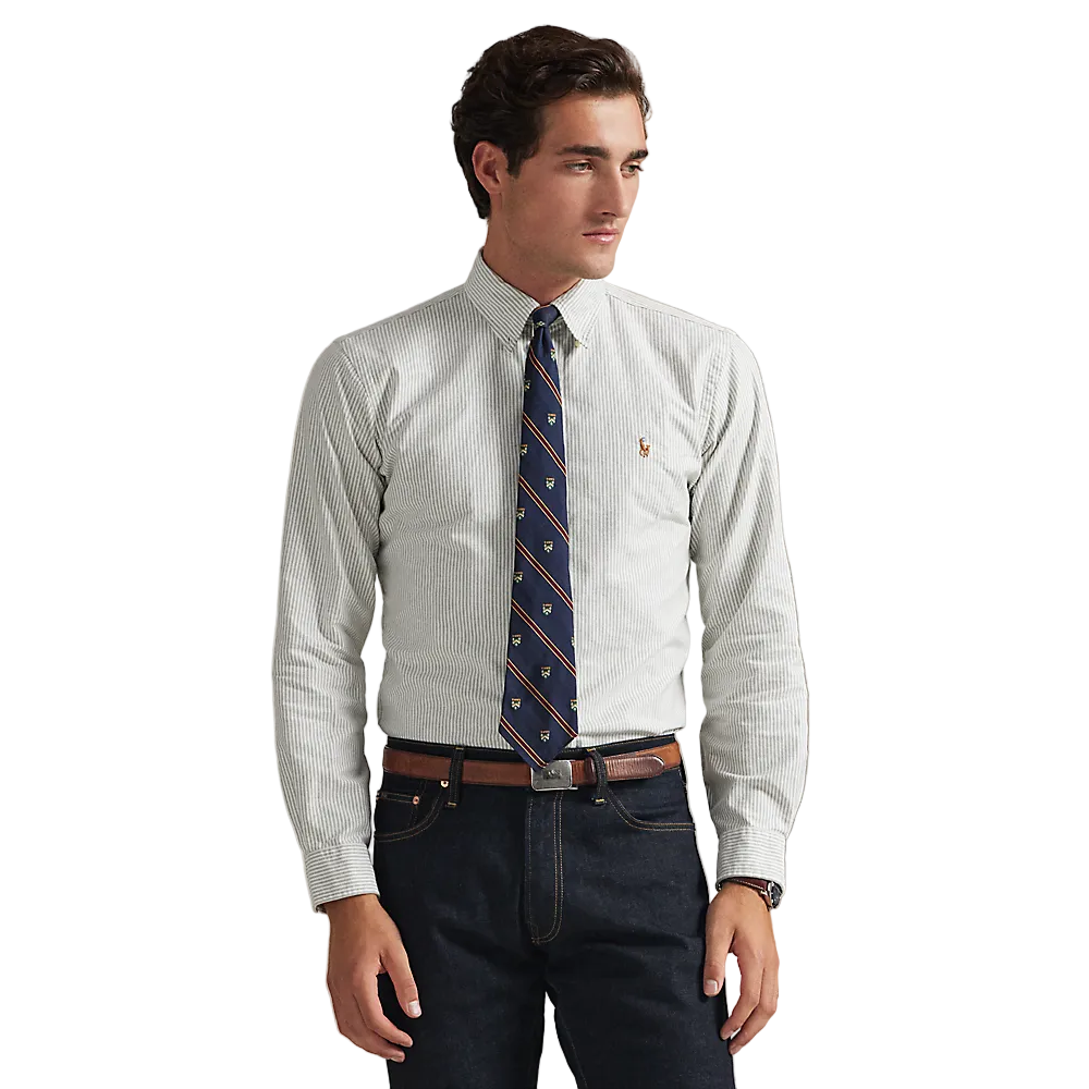 Polo Ralph Lauren - Custom Fit Striped Oxford Shirt- Shamrock Green