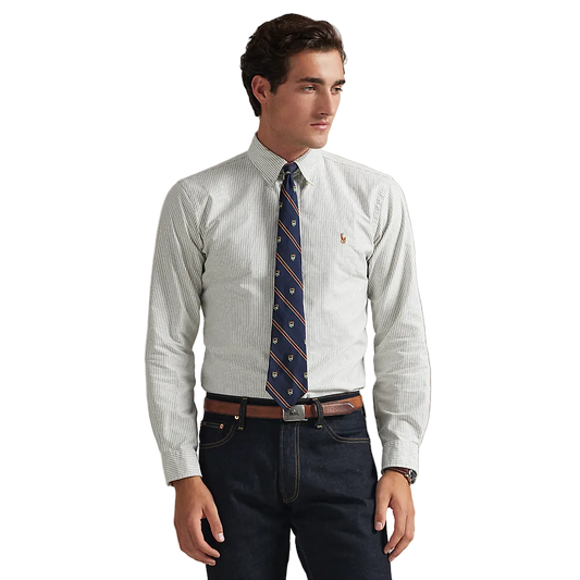 Polo Ralph Lauren - Custom Fit Striped Oxford Shirt- Shamrock Green