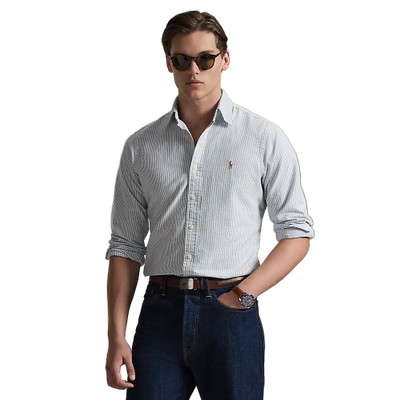 Polo Ralph Lauren - Custom Fit Striped Oxford Shirt - Navy White