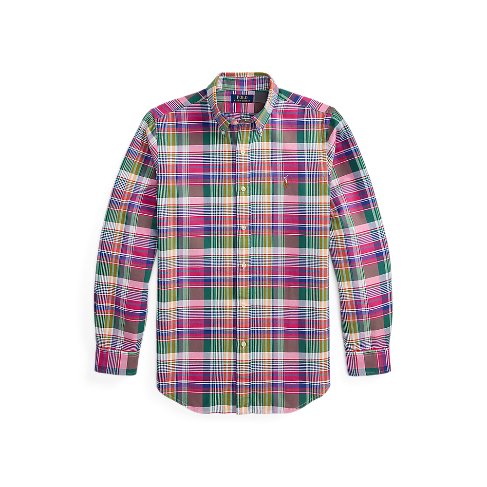 Polo Ralph Lauren - Custom Fit Plaid Oxford Shirt - Pink Blue