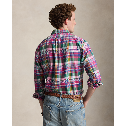 Polo Ralph Lauren - Custom Fit Plaid Oxford Shirt - Pink Blue