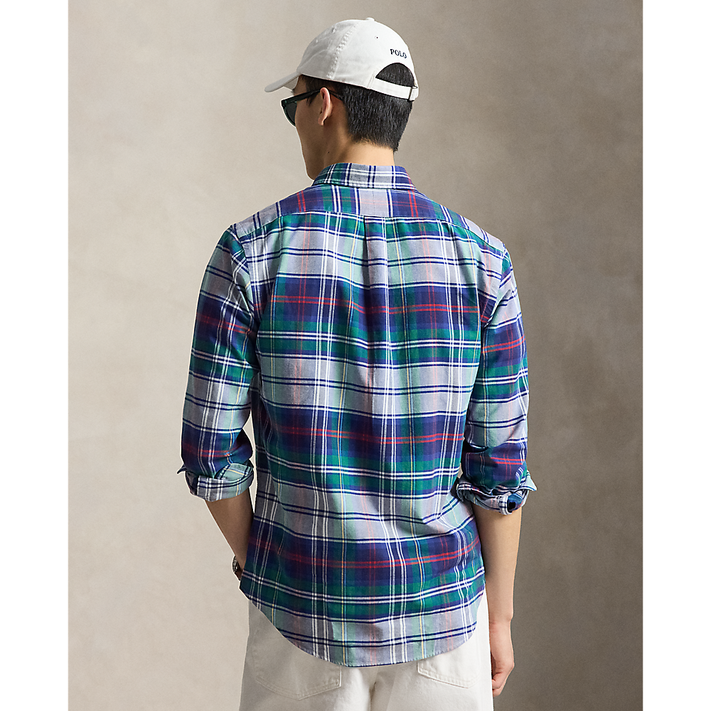 Polo Ralph Lauren - Custom Fit Plaid Oxford Shirt - Green and Blue 
