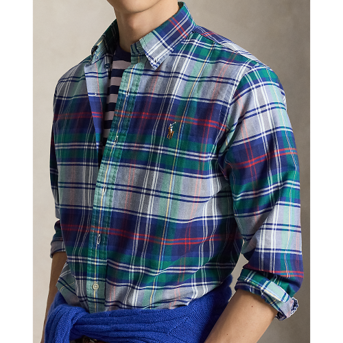 Polo Ralph Lauren - Custom Fit Plaid Oxford Shirt - Green and Blue 
