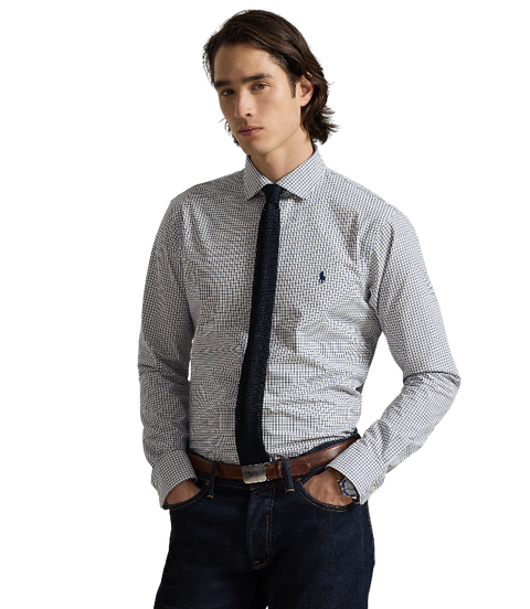 POL710974534012-Polo Ralph Lauren - Custom Fit Plaid Stretch Poplin Shirt - White