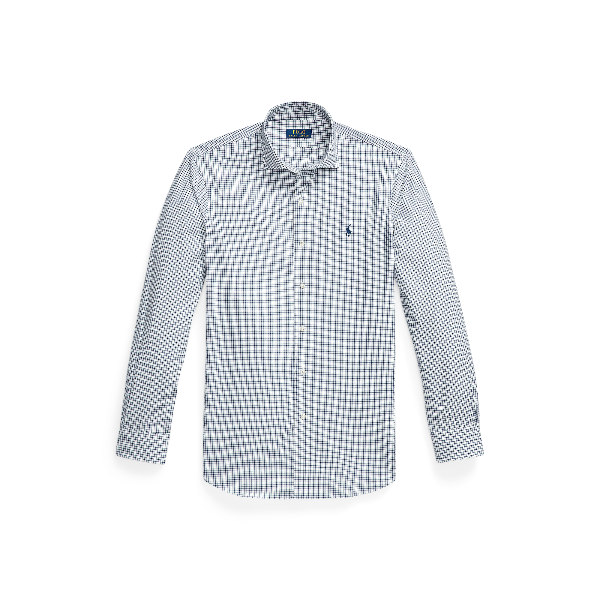 POL710974534012-Polo Ralph Lauren - Custom Fit Plaid Stretch Poplin Shirt - White