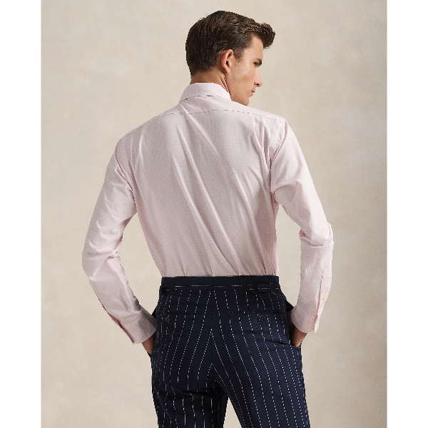 POL710974534013-Polo Ralph Lauren - Custom Fit Check Stretch Poplin Shirt - Pink/White