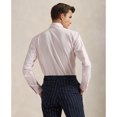 POL710974534013-Polo Ralph Lauren - Custom Fit Check Stretch Poplin Shirt - Pink/White