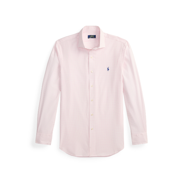 POL710974534013-Polo Ralph Lauren - Custom Fit Check Stretch Poplin Shirt - Pink/White