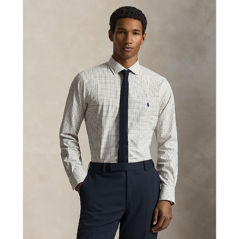 Polo Ralph Lauren - Custom Fit Plaid Stretch Poplin Shirt - Beige Multi