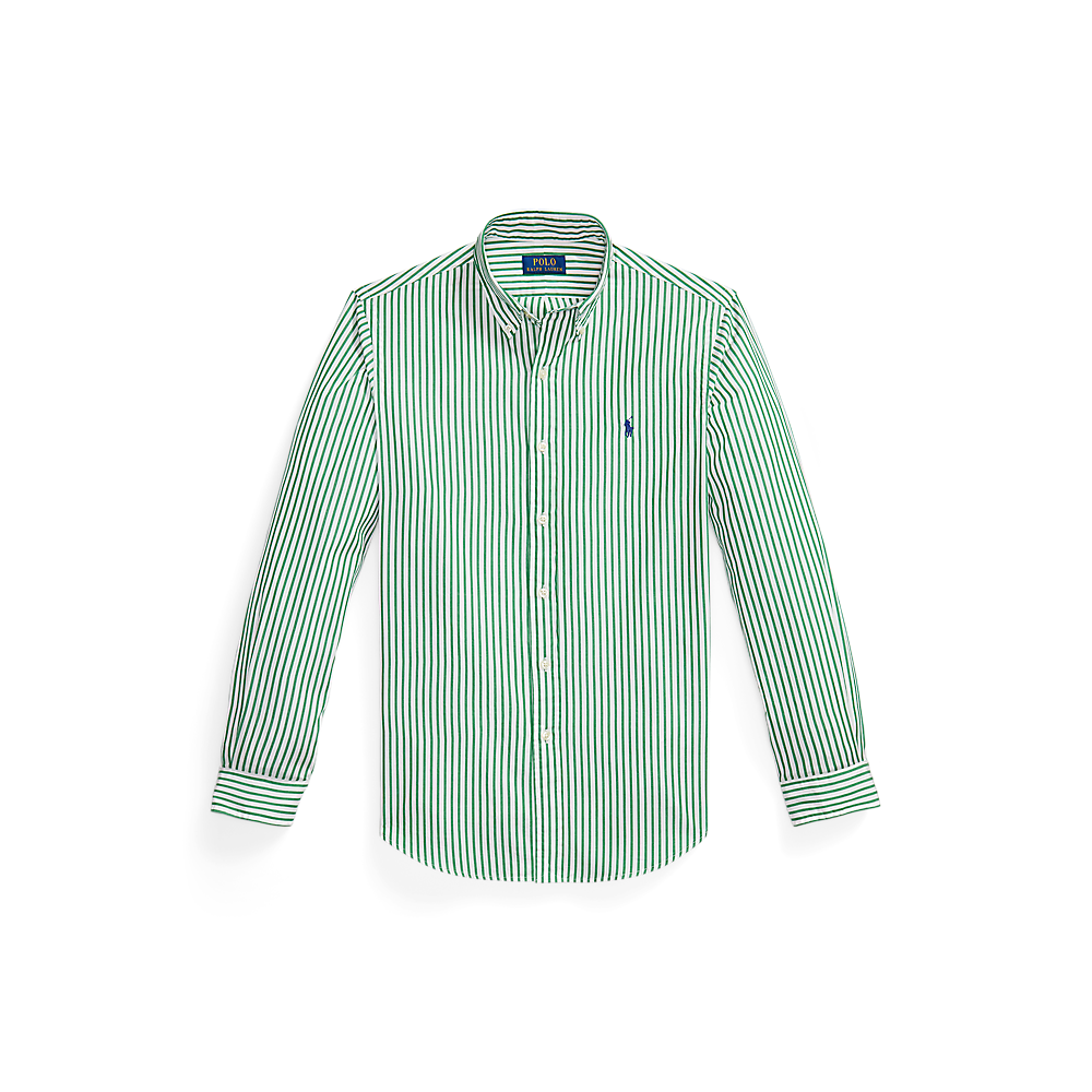 Polo Ralph Lauren - Custom Fit Striped Oxford Shirt - White Erin Green 