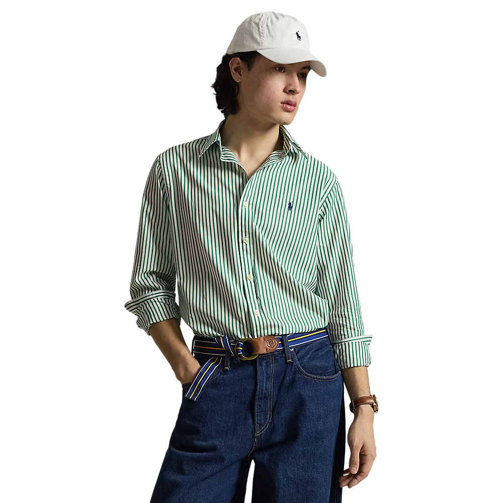 Polo Ralph Lauren - Custom Fit Striped Oxford Shirt - White Erin Green 