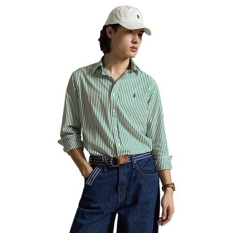 Polo Ralph Lauren - Custom Fit Striped Oxford Shirt - White Erin Green 