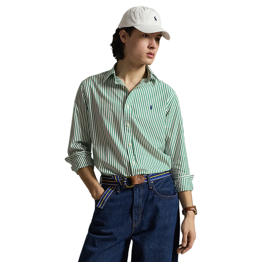 Polo Ralph Lauren - Custom Fit Striped Oxford Shirt - White Erin Green 