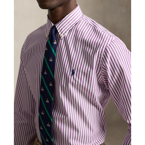 Polo Ralph Lauren - Custom Fit Striped Oxford Shirt - White Purple Stripe