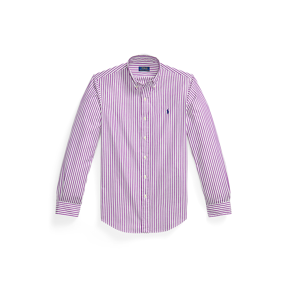 Polo Ralph Lauren - Custom Fit Striped Oxford Shirt - White Purple Stripe
