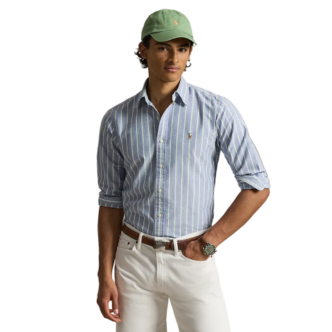 Polo Ralph Lauren - Custom Fit Striped Oxford Shirt - Navy Green Multi 