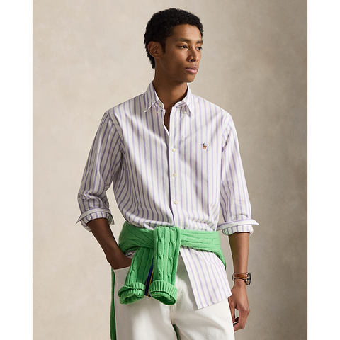 Polo Ralph Lauren - Custom Fit Striped Oxford Shirt - Thistle White
