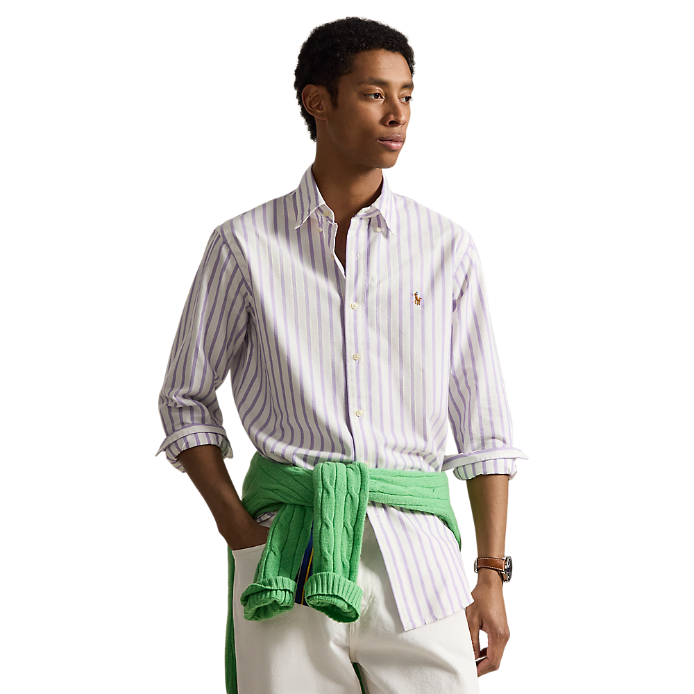 Polo Ralph Lauren - Custom Fit Striped Oxford Shirt - Thistle White