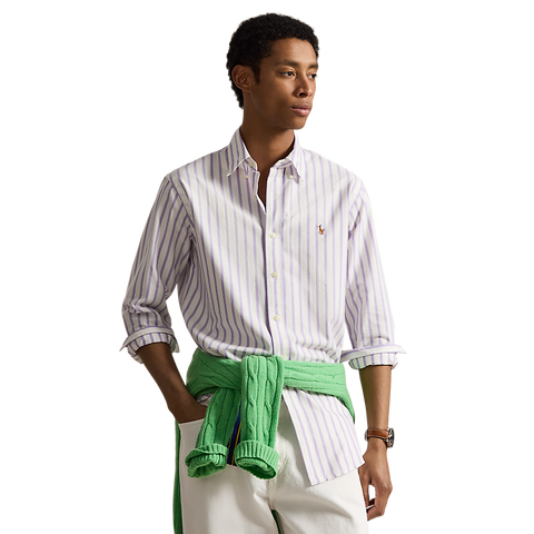 Polo Ralph Lauren - Custom Fit Striped Oxford Shirt - Thistle White