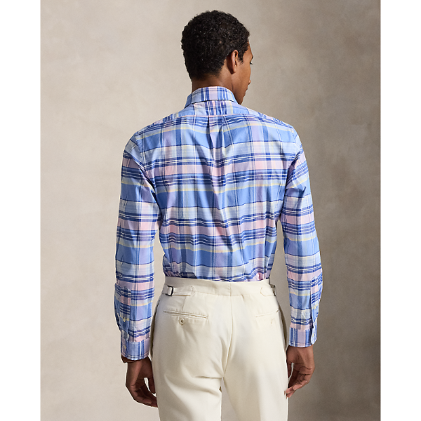 Polo Ralph Lauren - Custom Fit Plaid Stretch Oxford Shirt - Blue Pink
