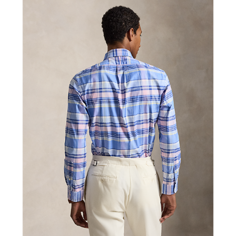 Polo Ralph Lauren - Custom Fit Plaid Stretch Oxford Shirt - Blue Pink