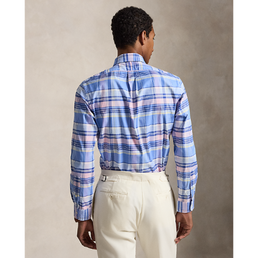 Polo Ralph Lauren - Custom Fit Plaid Stretch Oxford Shirt - Blue Pink