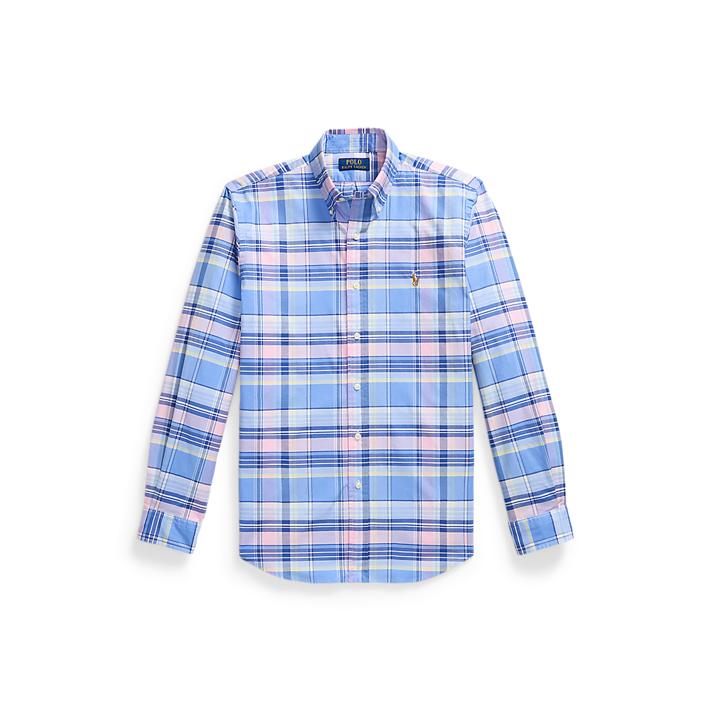 Polo Ralph Lauren - Custom Fit Plaid Stretch Oxford Shirt - Blue Pink