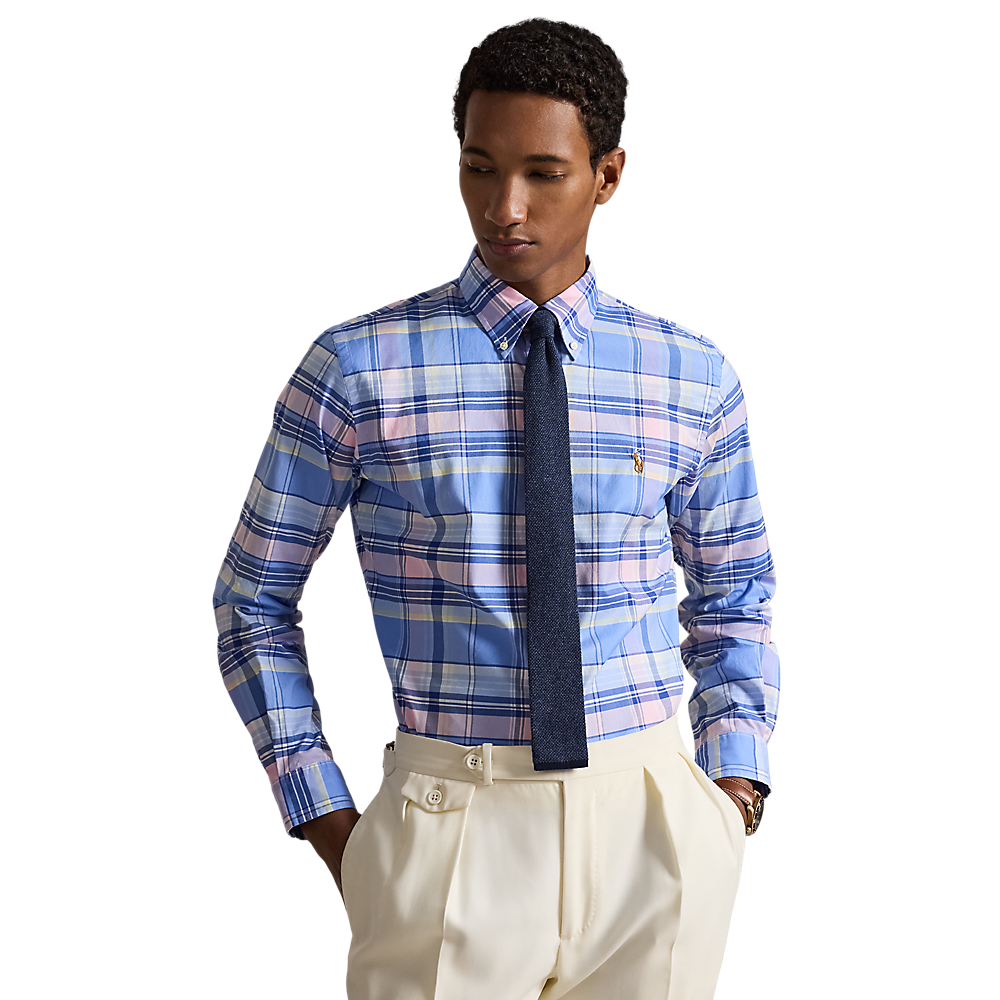 Polo Ralph Lauren - Custom Fit Plaid Stretch Oxford Shirt - Blue Pink
