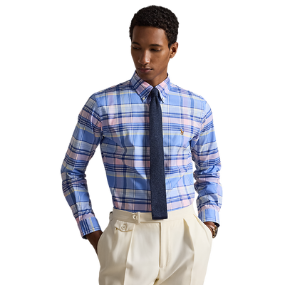 Polo Ralph Lauren - Custom Fit Plaid Stretch Oxford Shirt - Blue Pink
