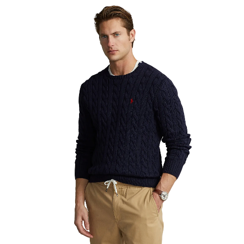 Cable-Knit-Cotton-Sweater-Navy-Red-Logo