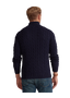Cable Knit Cotton Zip Collar Pullover - Hunter Navy