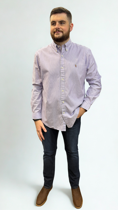 Polo Ralph Lauren - Cotton Shirt - Stripe - Purple Thistle & White