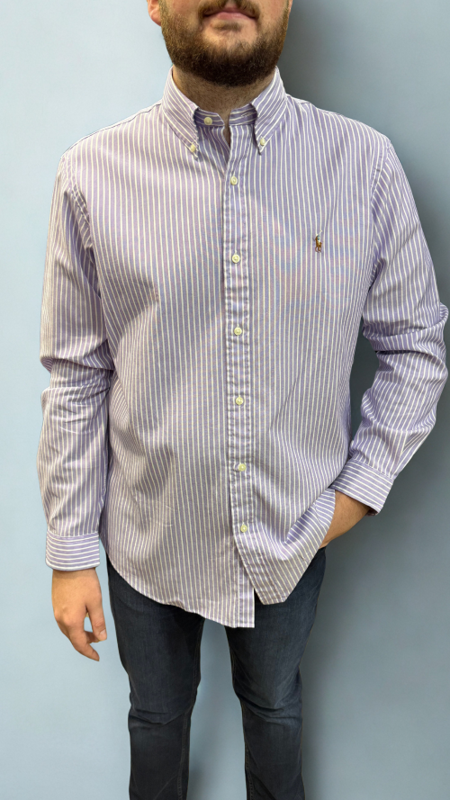 Polo Ralph Lauren - Cotton Shirt - Stripe - Purple Thistle & White
