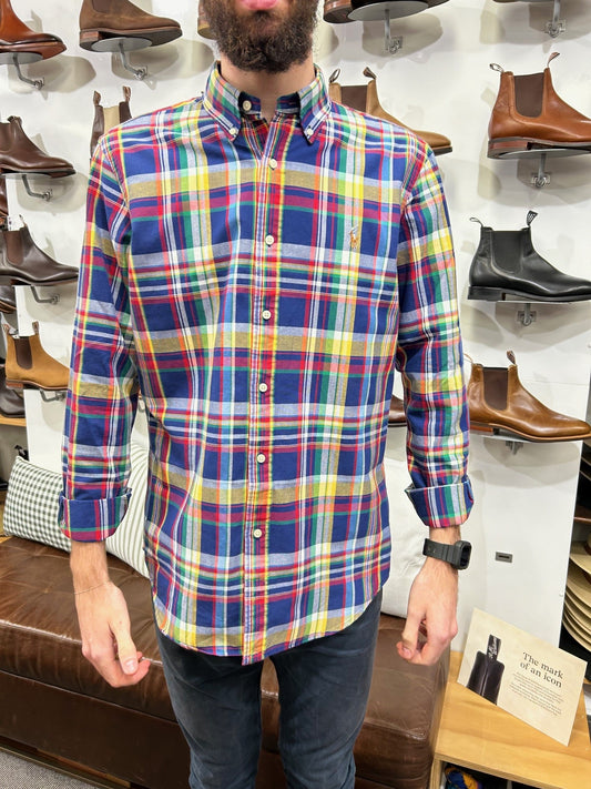 Polo Ralph Lauren - Oxford Shirt - Check - Navy, Yellow, Multi