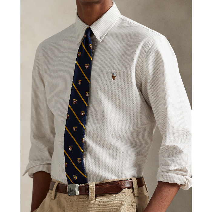 POL953704007-Polo Ralph Lauren - Clasic Fit Oxford Shirt - Beige white