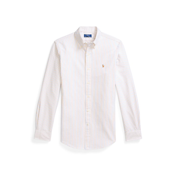 POL953704007-Polo Ralph Lauren - Clasic Fit Oxford Shirt - Beige white