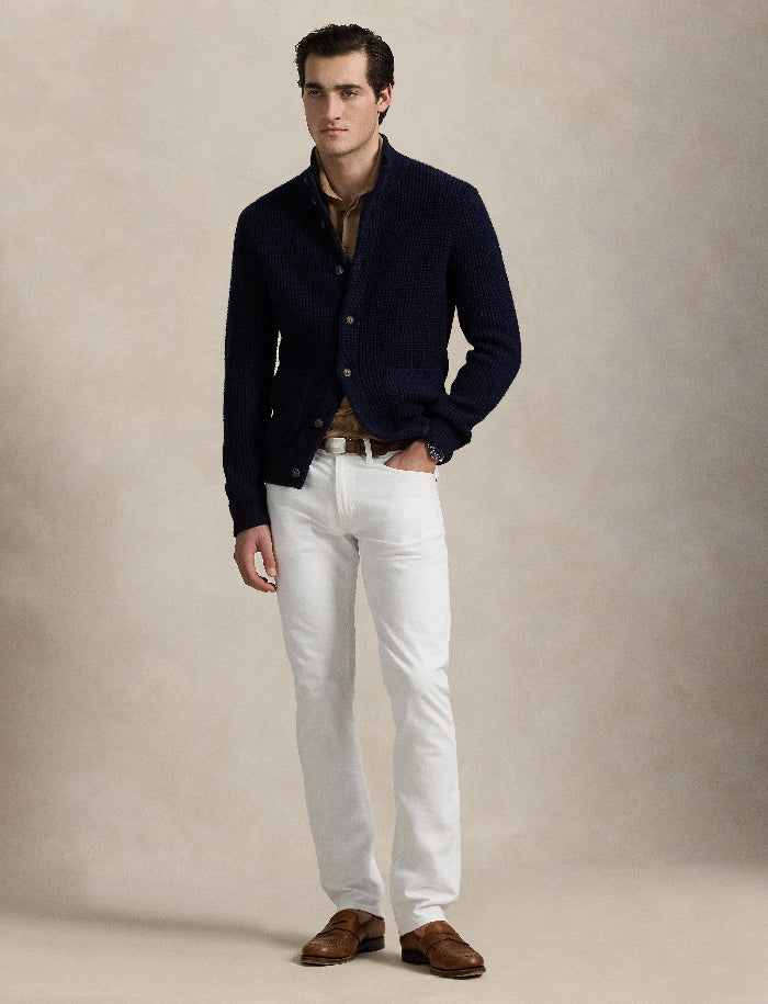 POL970292001-Polo Ralph Lauren - Waffle Knit Wool-Cotton Cardigan 