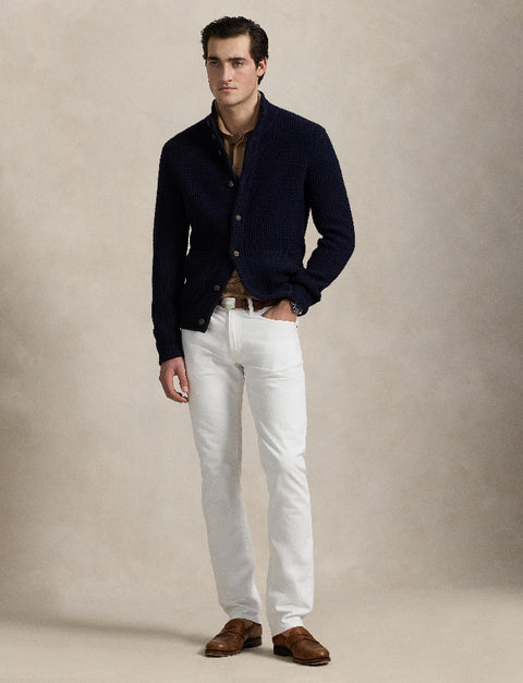 POL970292001-Polo Ralph Lauren - Waffle Knit Wool-Cotton Cardigan 