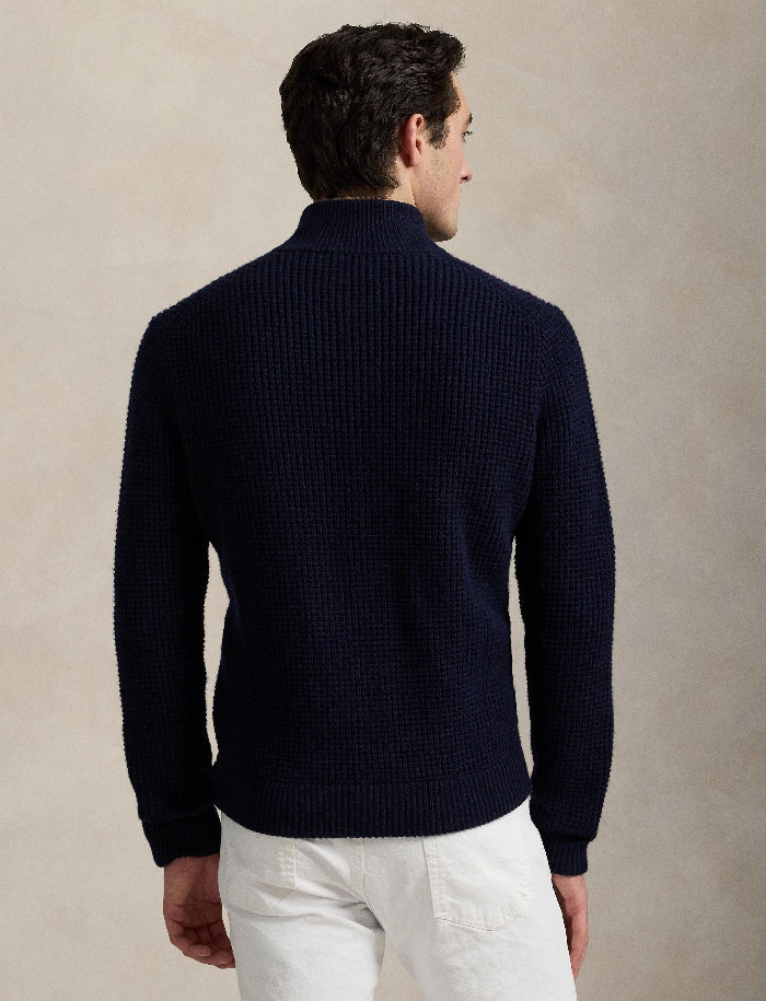 POL970292001-Polo Ralph Lauren - Waffle Knit Wool-Cotton Cardigan 