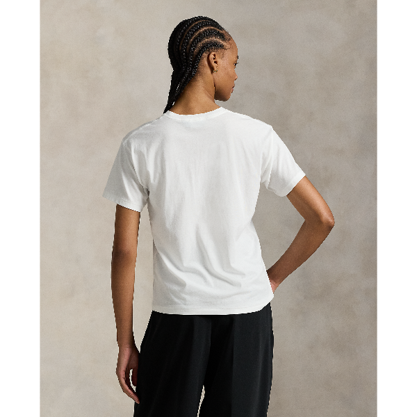 POL971710001-Polo Ralph Lauren - Logo Cotton Jersey Crewneck Tee - White
