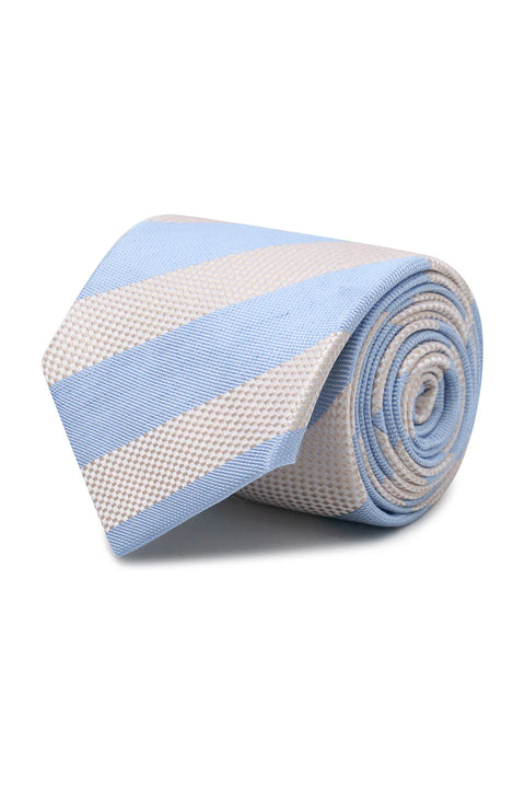 M.J. Bale - Pembroke Tie - Striped - Ivory/Blue
